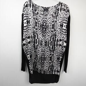 Thomas Wylde Black White Silk Long Sleeve Blouse Dress Neo-Gothic Punk New sz S